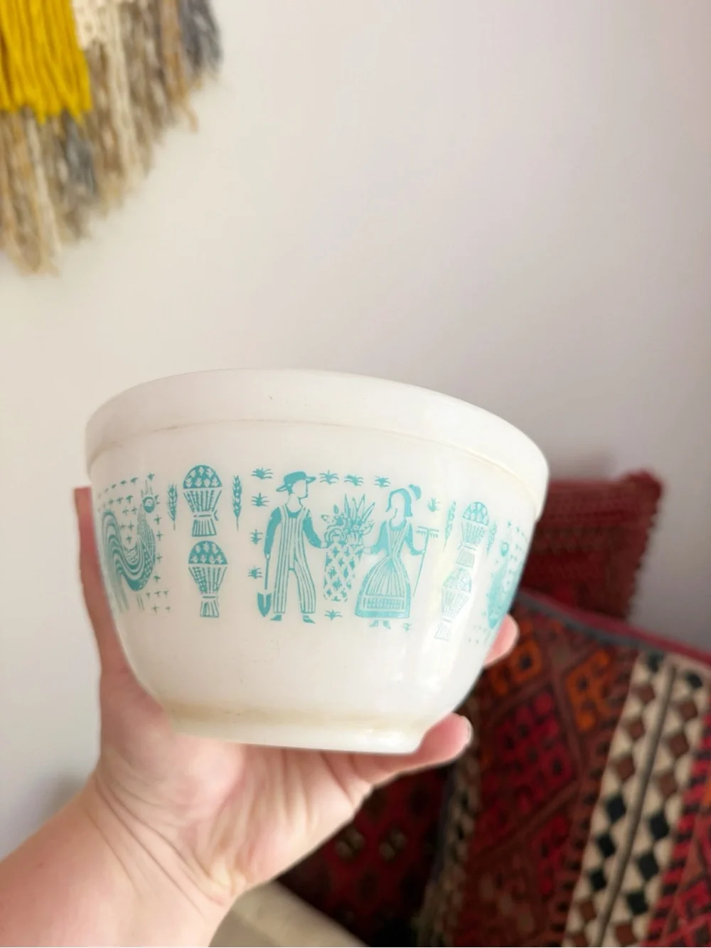 Vintage Pyrex Turquoise Butterprint 401 1.5 Pint Mixing Bowl Retro Farmhouse